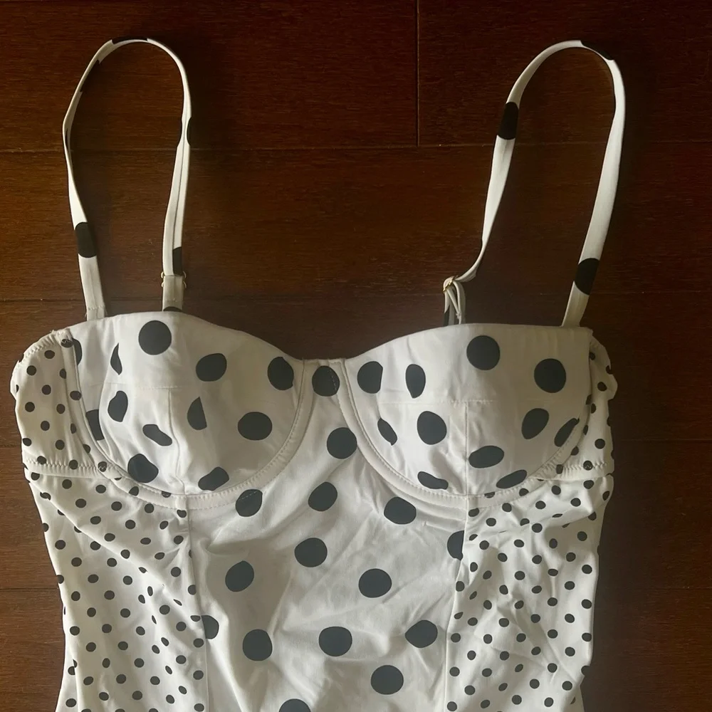 Dolce & Gabbana Black and White Polka Dot One Piece Swimsuit - Picture 3 of 4